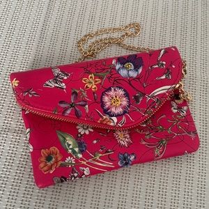 HOT PINK FLORAL CROSSBODY BAG